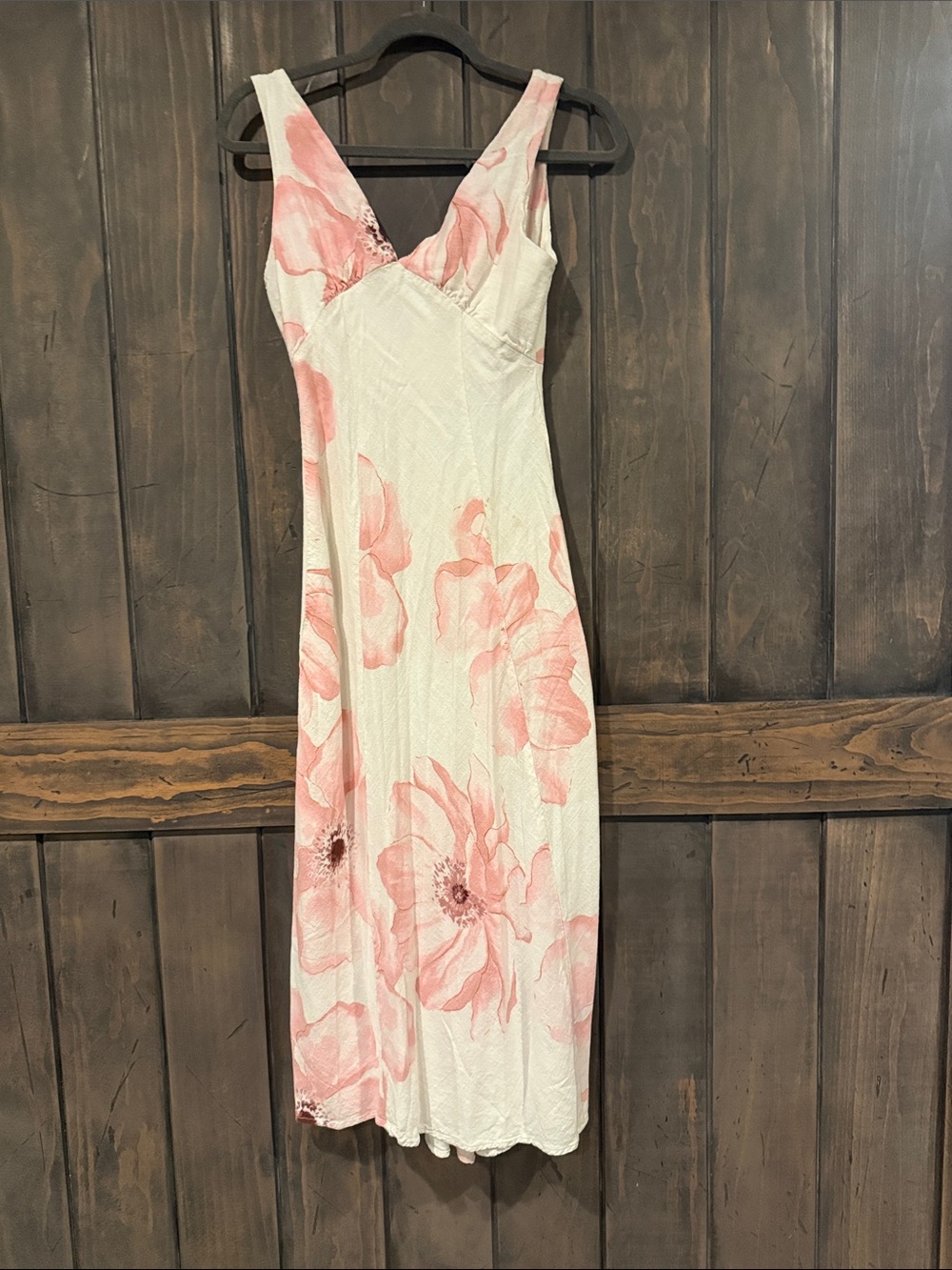 Paper Heart Sleeveless White Dress with Pink Floral Print - Elegant Summer Midi